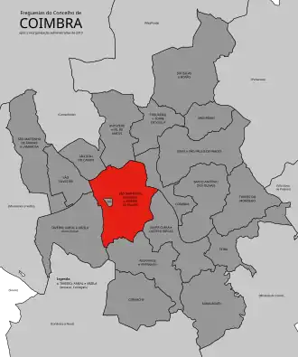 Localização no município de Coimbra
