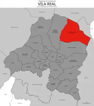 Localização no município de Vila Real