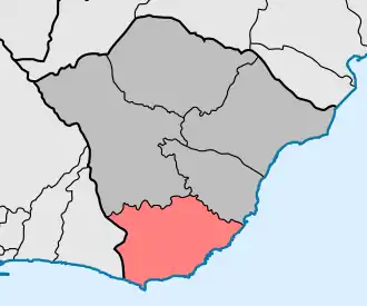 Localização no município de Santa Cruz