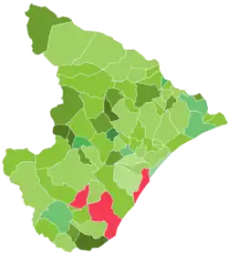 Mapa do 1º turno por município