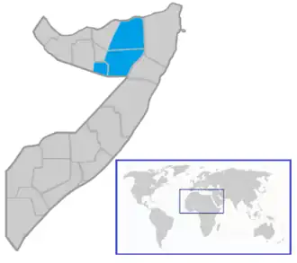 Localização de Estado do Nordeste da Somália