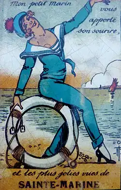 Um velho cartaz turístico Sainte-Marine