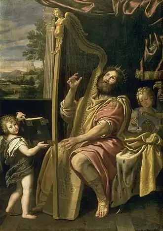 Rei Davi tocando a harpa (ca. 1º quarto do século XVII) por Domenichino