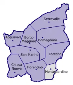 Localização de Montegiardino em San Marino