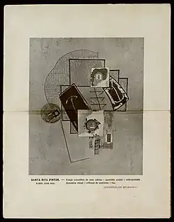 Estojo scientífico de uma cabeça + aparelho ocular + sobreposição dynamica visual + reflexos de ambiente x luz (SENSIBILIDADE MECHANICA), 1914, colagem. Publicado no nº2 da revista Orpheu, 1915