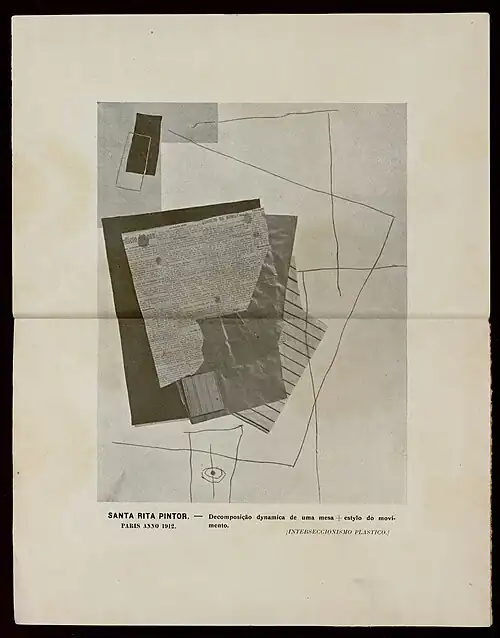 Decomposição dynamica de uma mesa + estylo do movimento (INTERSECCIONISMO PLASTICO), 1912, colagem. Publicado no nº2 da revista Orpheu, 1915