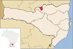 Localização de Irineópolis em Santa Catarina