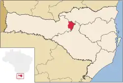 Localização de Lebon Régis em Santa Catarina