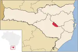 Localização de Otacílio Costa em Santa Catarina