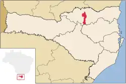 Localização de Papanduva em Santa Catarina