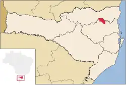 Localização de Rio dos Cedros em Santa Catarina