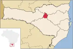 Localização de Santa Cecília em Santa Catarina