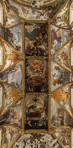 O teto de Antonio Gherardi com cenas da Vida da Virgem.