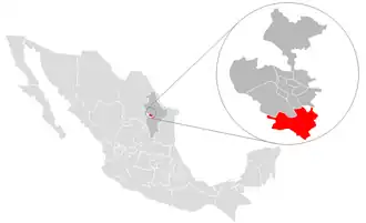 Localização de Santiago (em vermelho) no estado de Nuevo León, México