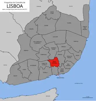 Localização no município de Lisboa