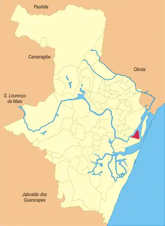 Localização do bairro de Santo Antônio do Recife