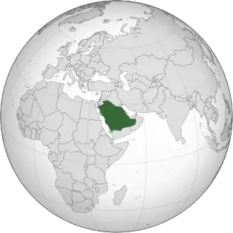 Localização da Arábia Saudita