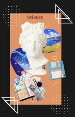 Colagem de imagens com elementos da estética escolástica utópica.