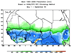 Precipitação anual no Sahel.