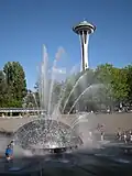 Visto do Space Needle com a International Fountain.