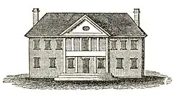 Esboço do segundo Capitólio de Williamsburg, um edifício de dois andares