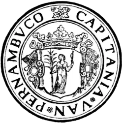 Selo da Capitania de Pernambuco, durante o domínio Holandês.[7]