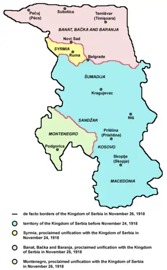 Território do Reino da Sérvia em 1918