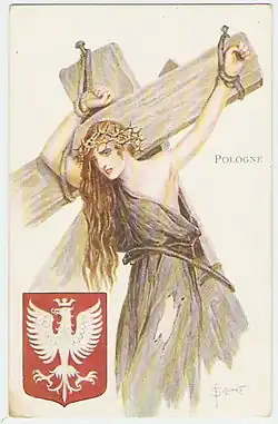 Alegoria na Polônia (1914-1918), cartão postal por Sergey Solomko