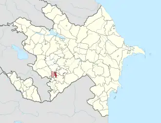 Mapa do Azerbaijão mostrando o distrito de Shusha