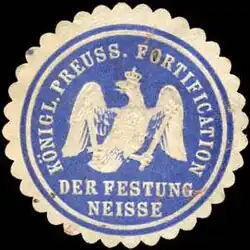 "Siegelmarke" do Reino da Prússia relativo ao Forte Neisse.