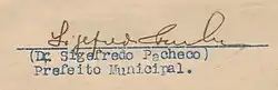 Assinatura de Sigefredo Pacheco