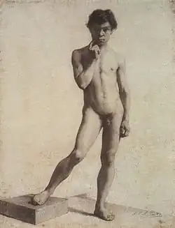 Nu de homem, Desenho a carvão