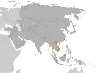 Mapa indicando localização de Singapura e do Vietnã.