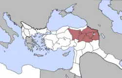 Os seis vilaietes armênios no início do século XX.