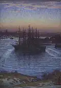 Navios ancorados para o inverno