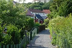 Casinhas de tempos livres (kolonistugor) junto à Slottsskogen