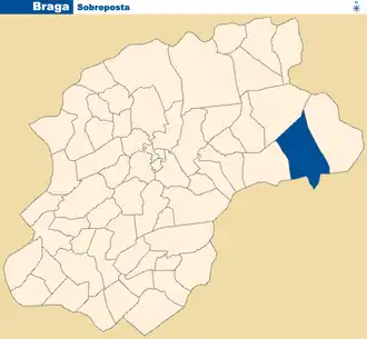 Localização no município de Braga