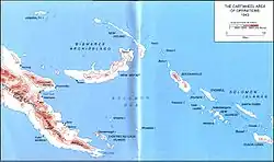 Mapa da área da Operação Cartwheel.