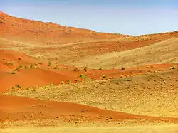 Padrão de zigue-zague em dunas de areia do deserto do Namibe.