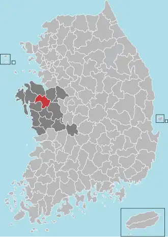 Localização de Yesan na Coreia do Sul
