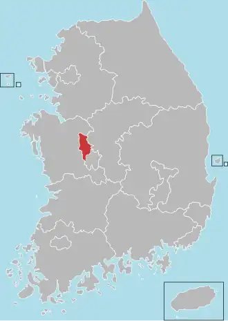 Localização de Sejong na Coreia do Sul