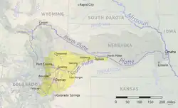 Mapa do rio South Platte