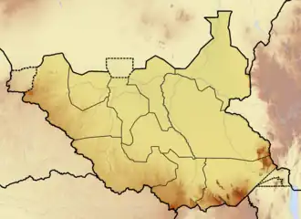 Kinyeti está localizado em: Sudão do Sul