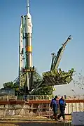 A Soyuz TMA-22 pronta para o lançamento em Baikonur.