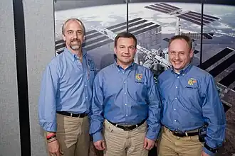 Da esquerda para direita: Richard Garriott, Yuri Lonchakov, Michael Fincke