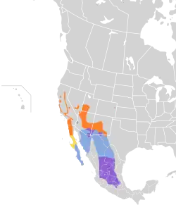 Área de distribuição do tico-tico-barbanegra Reprodução Não reprodução Ano inteiro Migração
