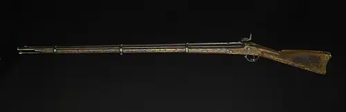 Um exemplar original do Springfield Model 1863 usado na Guerra Civil pelo soldado Elisha Stockwell, Jr.