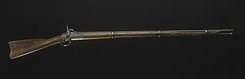 Um exemplar original do Springfield Model 1863 usado na Guerra Civil pelo soldado Elisha Stockwell, Jr.
