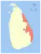 Map indicating the extent of Eastern Province within Sri Lanka