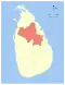 Map indicating the extent of North Central Province within Sri Lanka